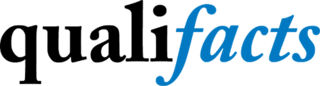 The Qualifacts logo featuring all lower case typography. The "quali" is a black font and the "facts" is a bright blue italicized font.